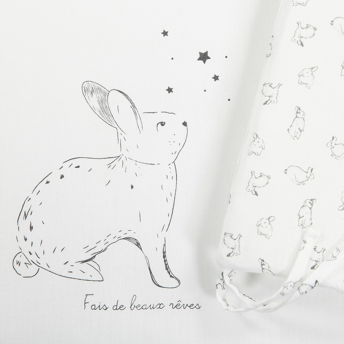 Бортики LA REDOUTE COLLECTIONS В кроватку из газовой ткани из биохлопка с принтом кролики единый размер белый - фото 3