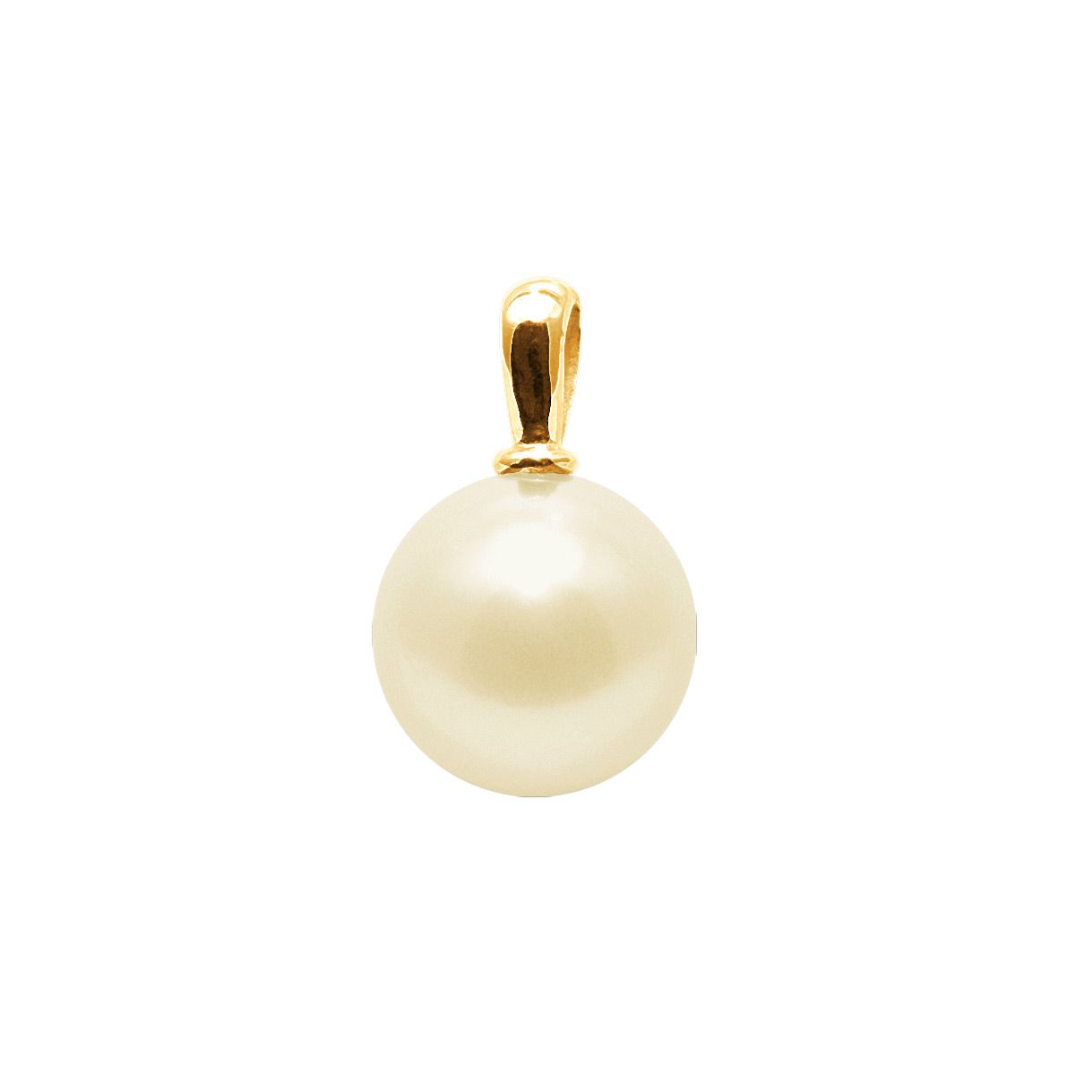 Pendentif SIMPLE Véritable Perle de Culture d'Eau Douce Ronde 8-9 mm - Colori GOLD - Or Jaune - Chaine Plaquée Or Offerte