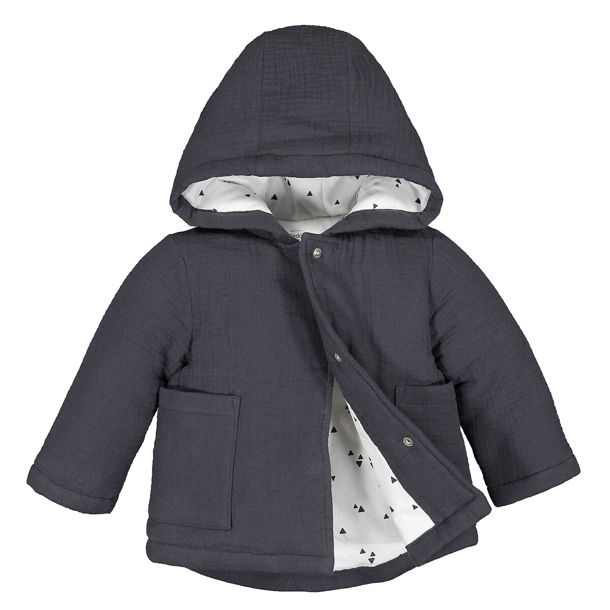 Пальто LaRedoute С капюшоном из хлопчатобумажной газовой ткани 1 мес - 2 года 2 года - 86 см серый, размер 2 года - 86 см - фото 3
