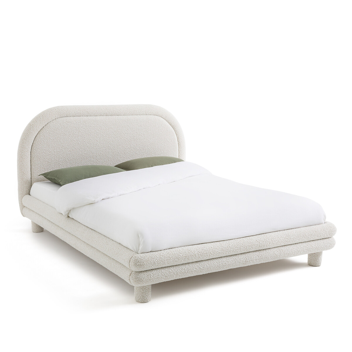 Кровать с кроватным основанием ткань букле Mendosa 160 x 200 см бежевый