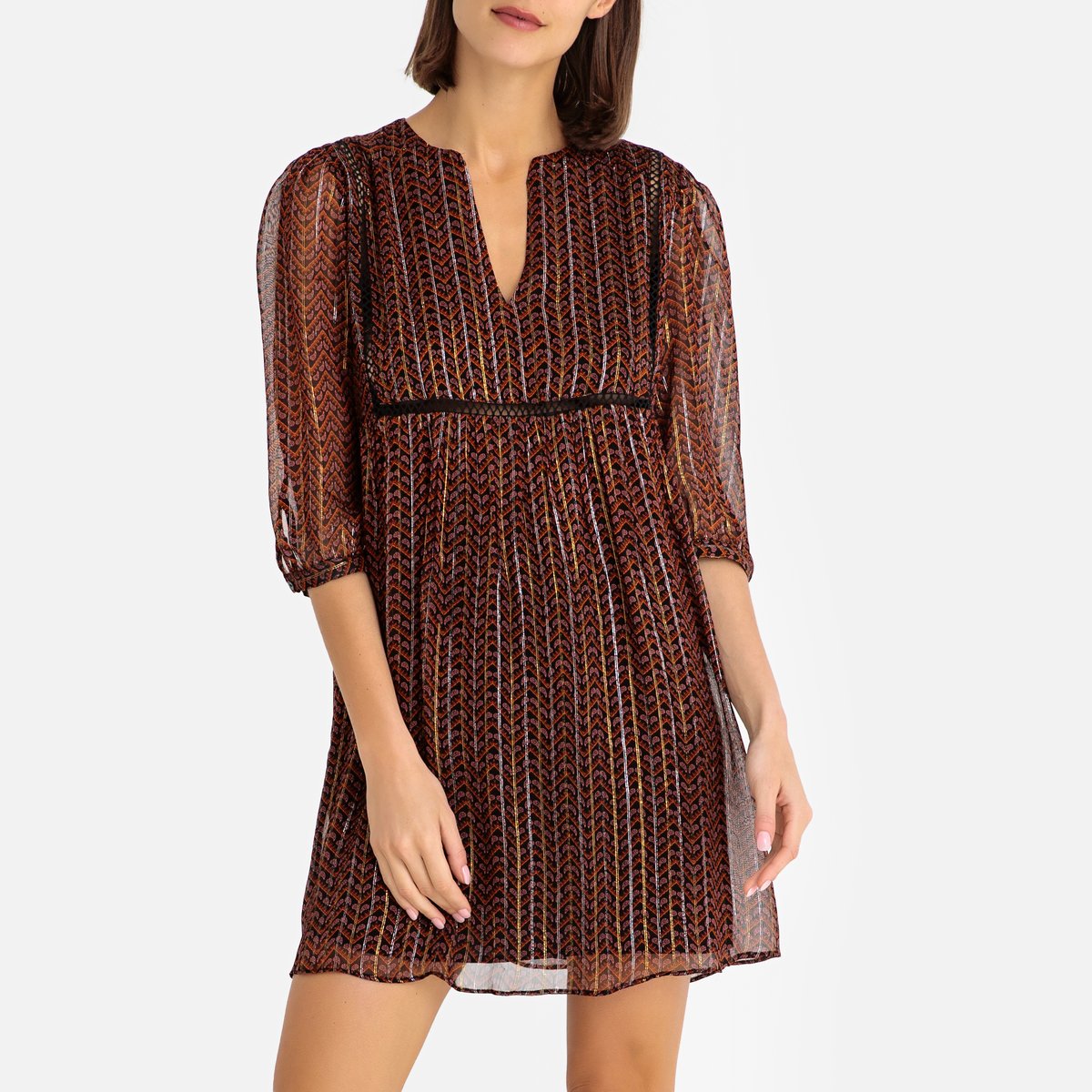 

Платье короткое из блестящей ткани, WILLOW, Черный