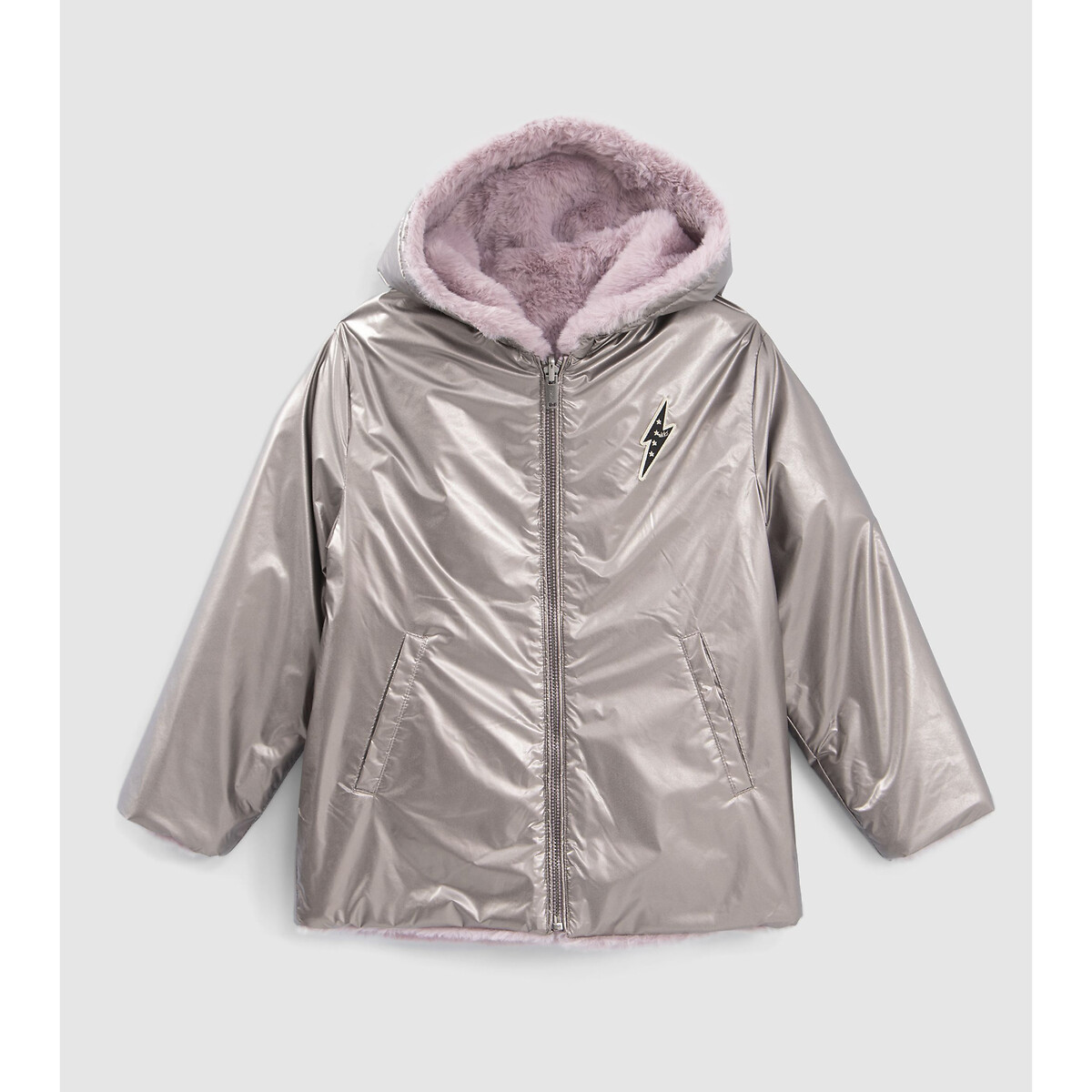 Куртка стеганая с капюшоном с металлическим отливом 6 лет - 114 см розовый куртка стеганая двухсторонняя с капюшоном 6 лет 114 см синий