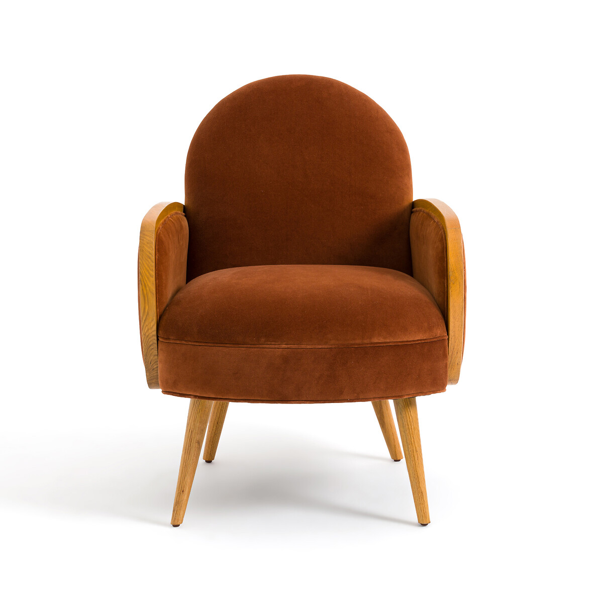 Кресло Из велюра и дуба Buisseau единый размер оранжевый LaRedoute - фото 2
