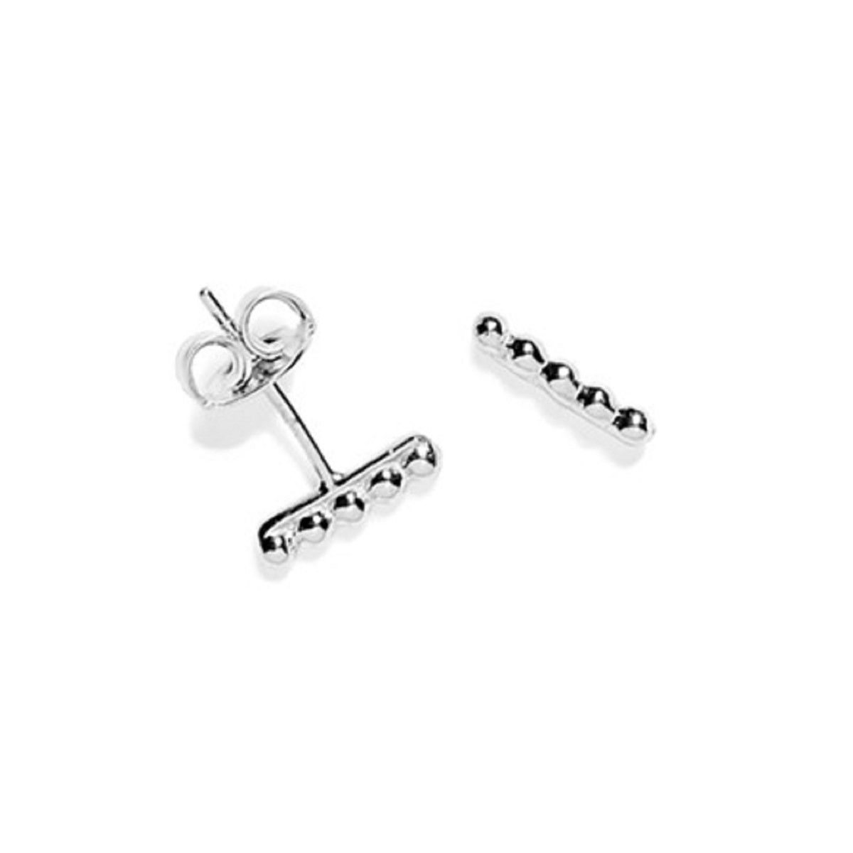 Puces argent petite ligne de perles