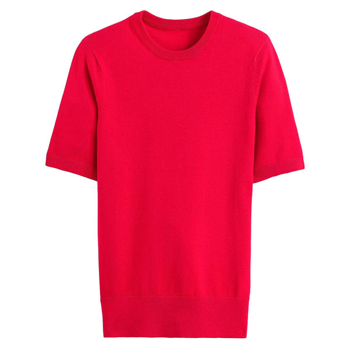 Пуловер Базовый с короткими рукавами S красный LaRedoute, размер S - фото 5