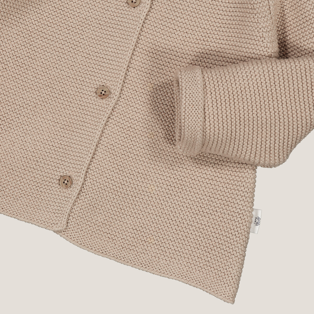Кардиган на пуговицах платочной вязки  2 года - 86 см бежевый LaRedoute, размер 2 года - 86 см - фото 3
