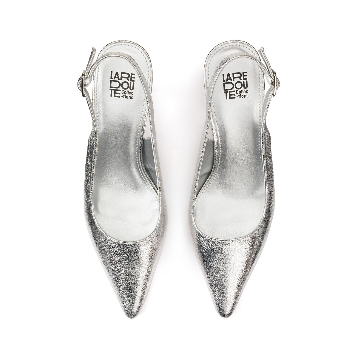 Туфли с металлическим отливом на каблуке-шпильке с ремешком сзади  36 серебристый LaRedoute, размер 36 - фото 3