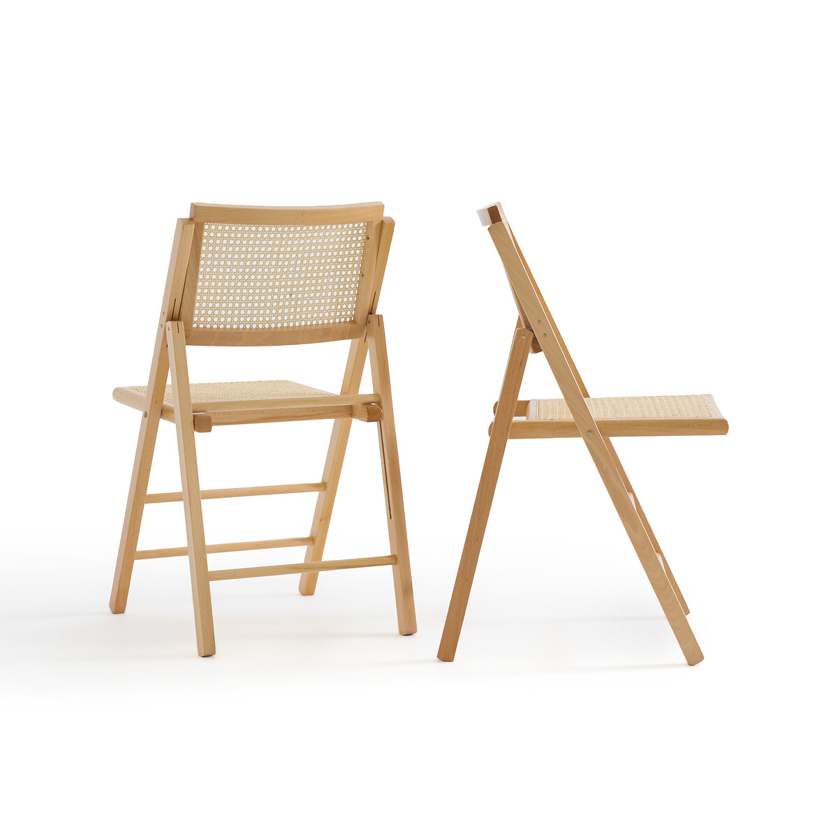 Комплект из двух складных стульев LA REDOUTE INTERIEURS Из бука и плетения Rivia единый размер бежевый - фото 2