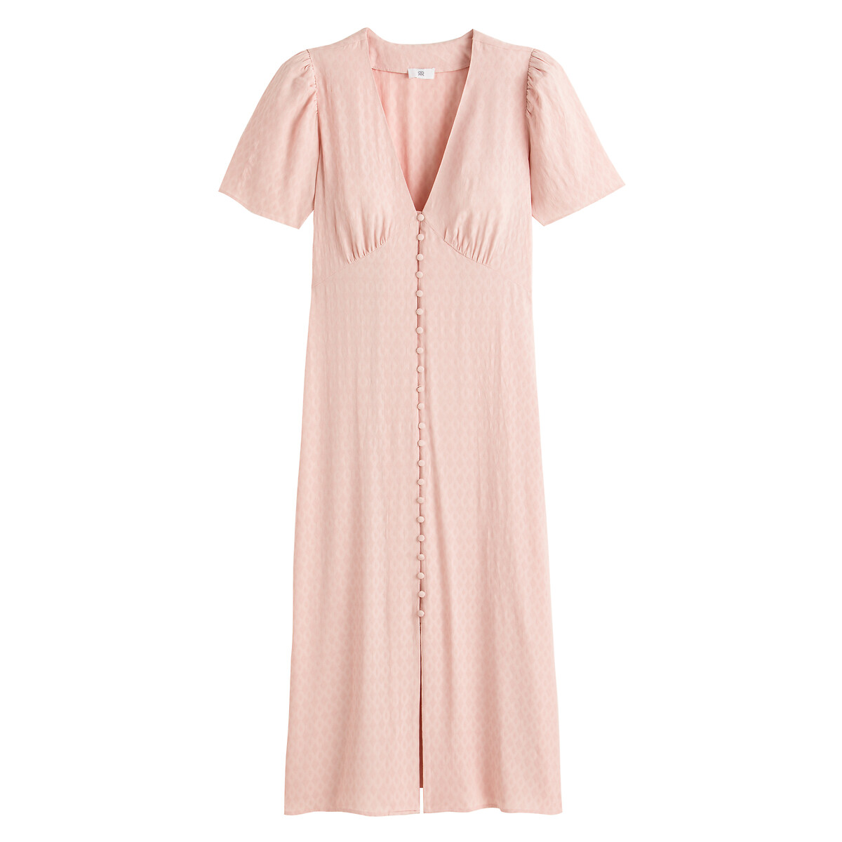 Платье-миди LA REDOUTE COLLECTIONS С V-образным вырезом и короткими рукавами 48 розовый, размер 48 - фото 5