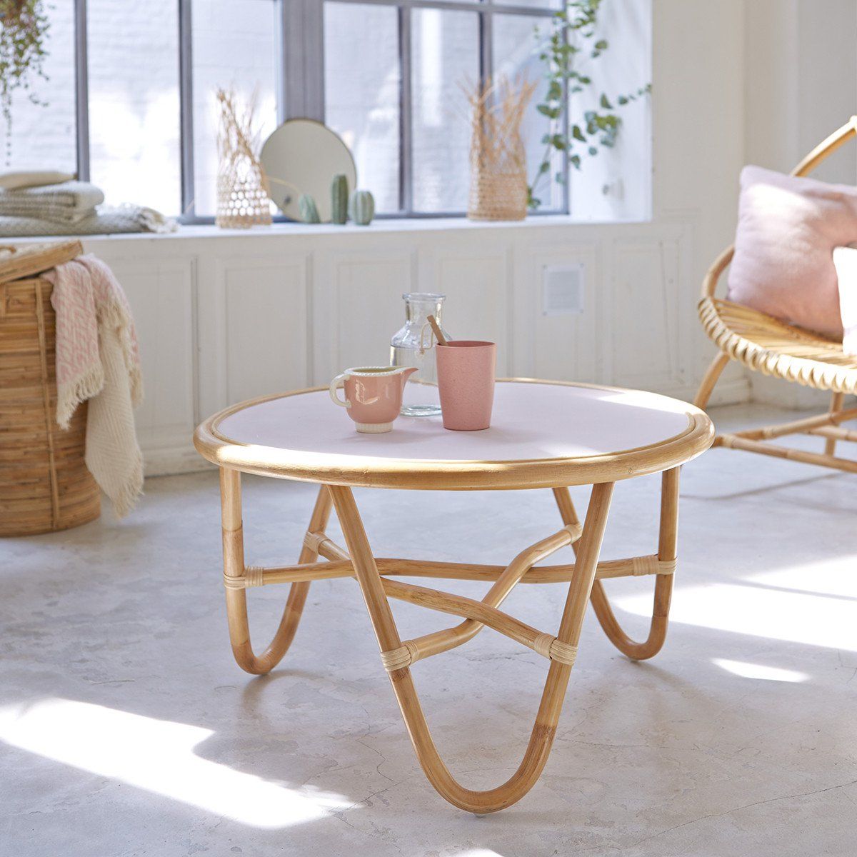 Table basse en tiges de rotin 70 Leontie