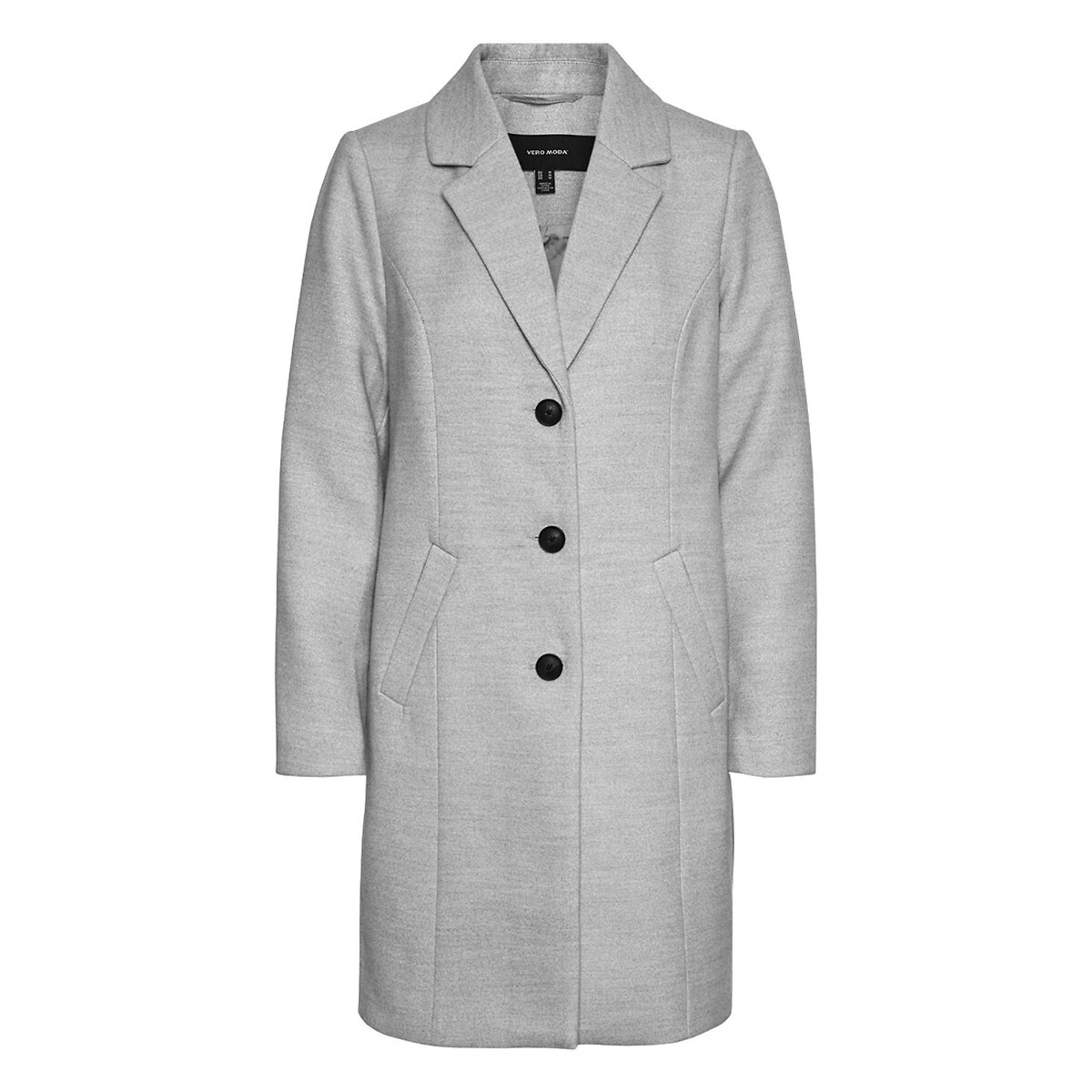 Пальто VERO MODA Прямого покроя костюмный воротник S серый, размер S - фото 5