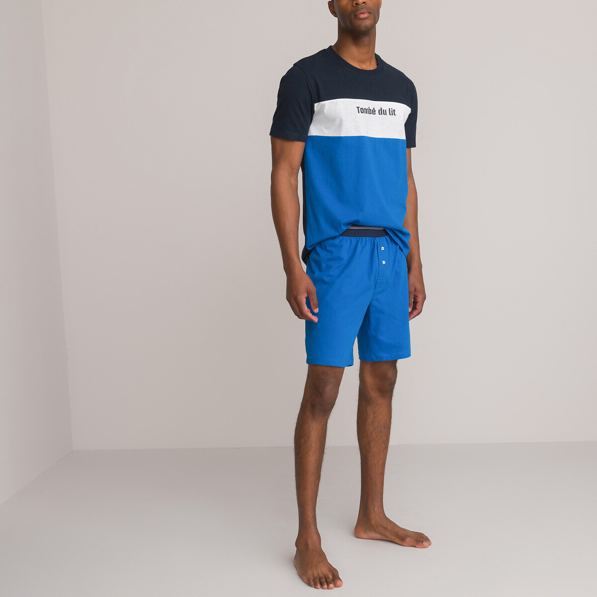 Пижама LA REDOUTE COLLECTIONS С шортами из биохлопка XXL синий, размер XXL - фото 2