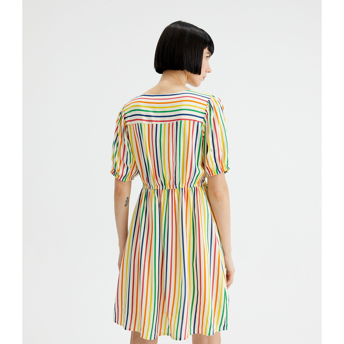Платье С короткими рукавами в разноцветную полоску S разноцветный LaRedoute, размер S - фото 3