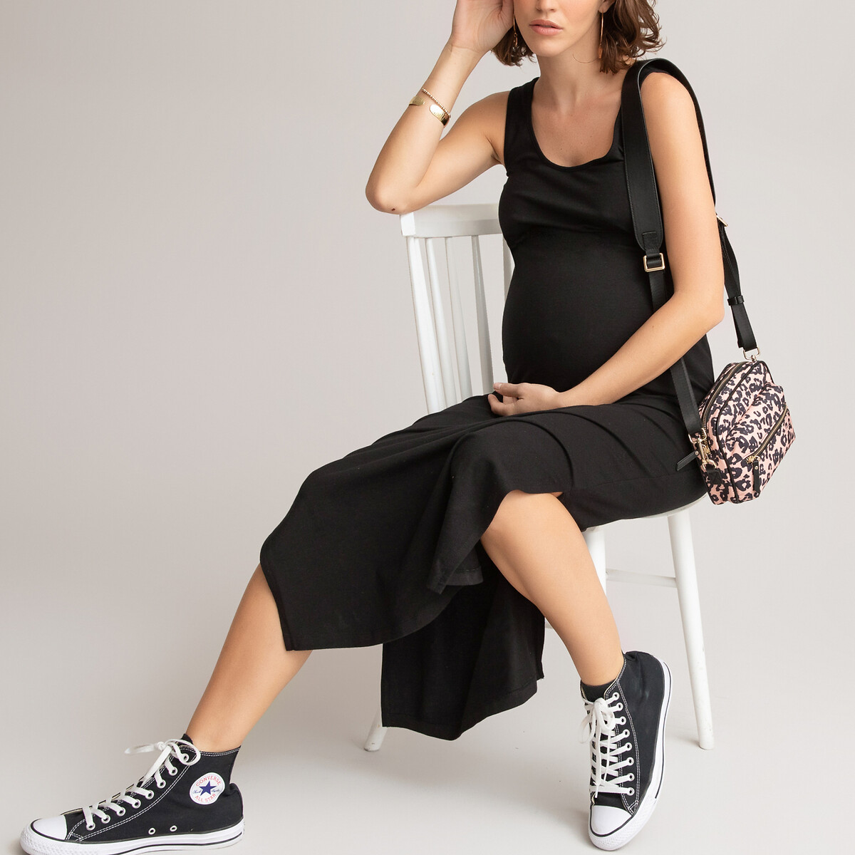 Платье-топ LaRedoute Для периода беременности длинное из трикотажа M черный, размер M - фото 1