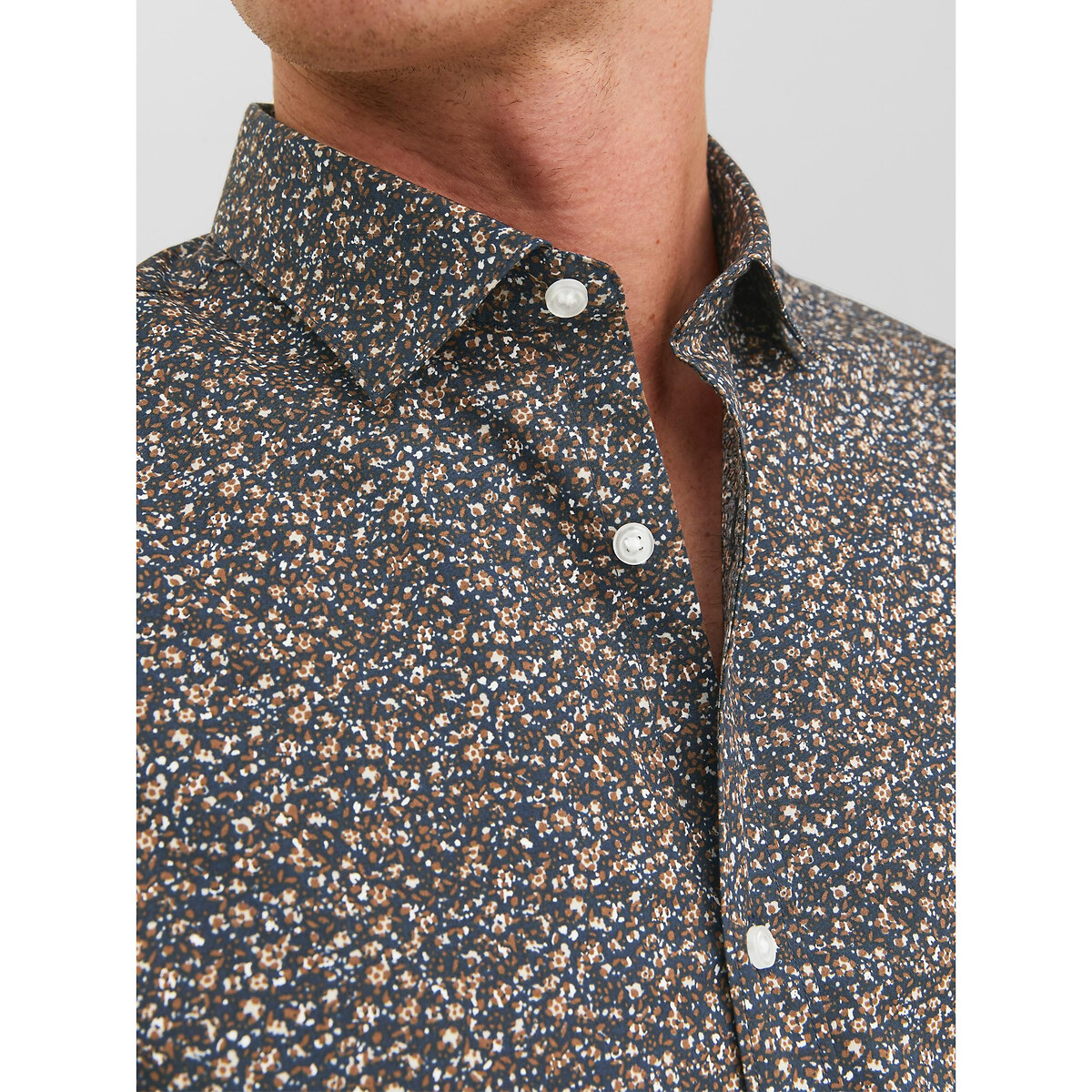 Рубашка Слим из ткани стрейч L серый LaRedoute, размер L - фото 3