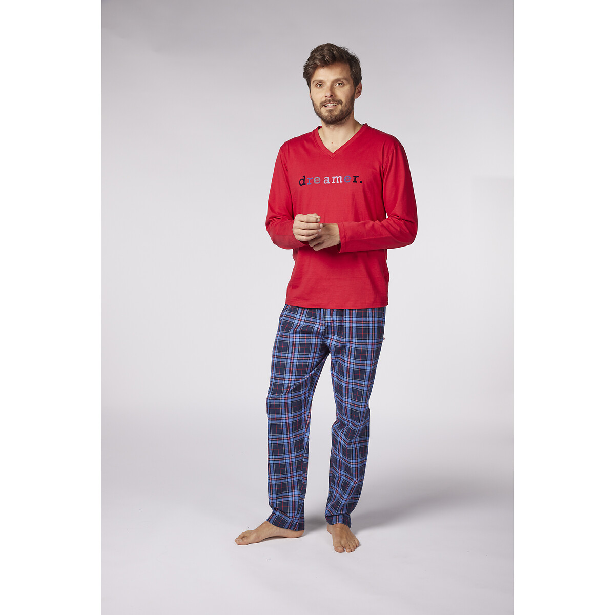 Пижама DODO Пижама С длинными рукавами и V-образным вырезом низ с принтом Rve XXL красный, размер XXL
