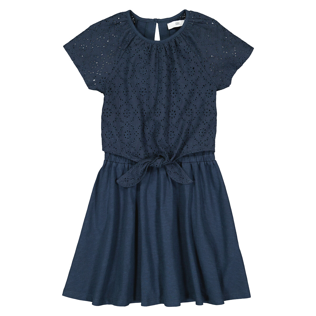 Платье С короткими рукавами английская вышивка спереди 9 лет - 132 см синий LaRedoute, размер 9 лет - 132 см - фото 3