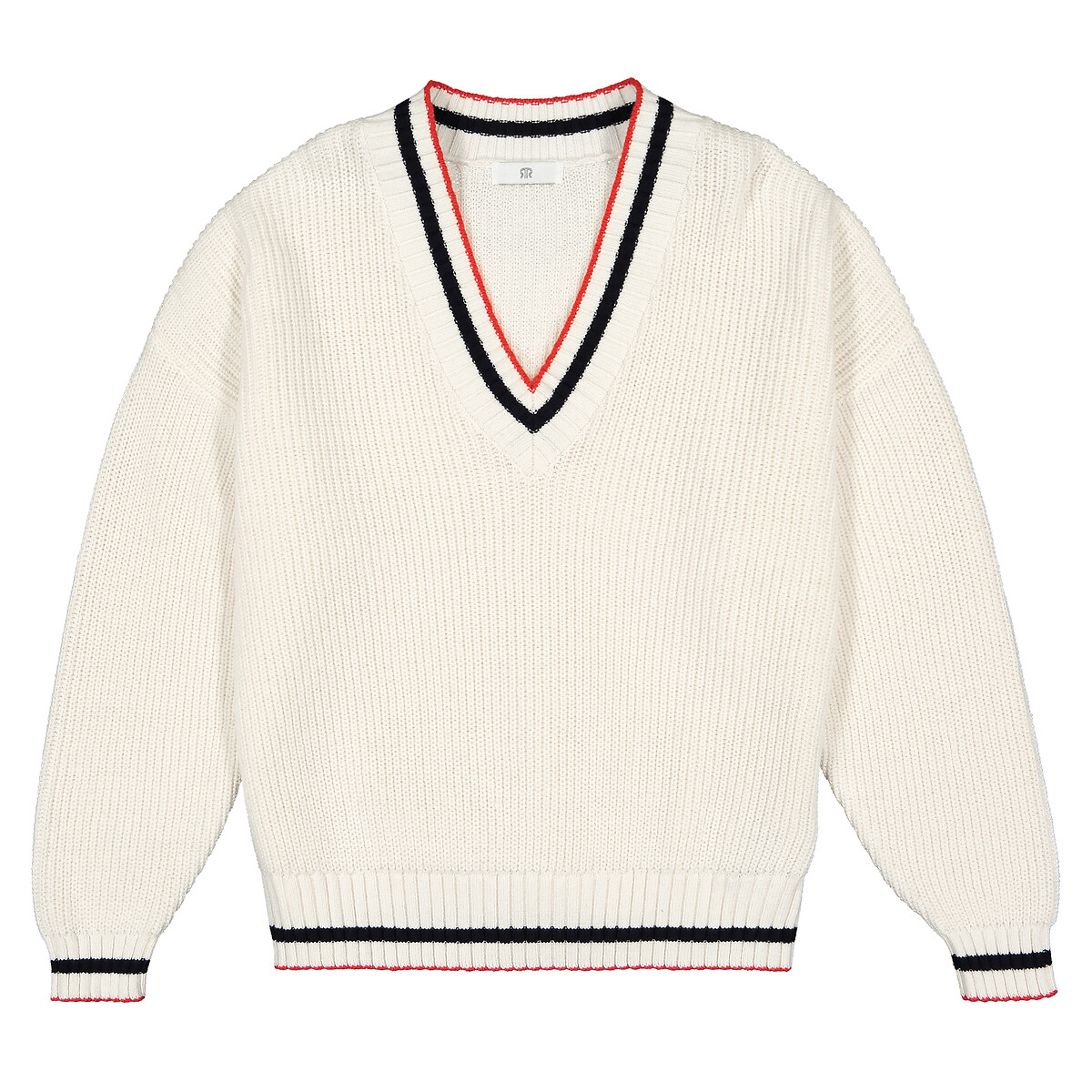 Пуловер LA REDOUTE COLLECTIONS С V-образным вырезом из плотного трикотажа 10-18 лет 12 лет -150 см бежевый, размер 12 лет -150 см - фото 3