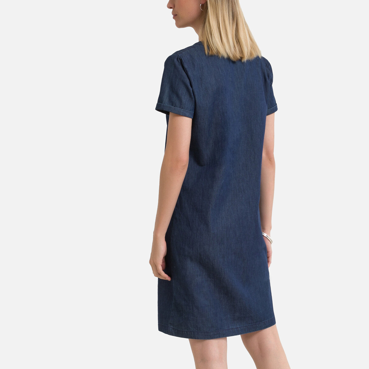 Платье-миди LaRedoute Прямое с короткими рукавами 56 синий, размер 56 - фото 4