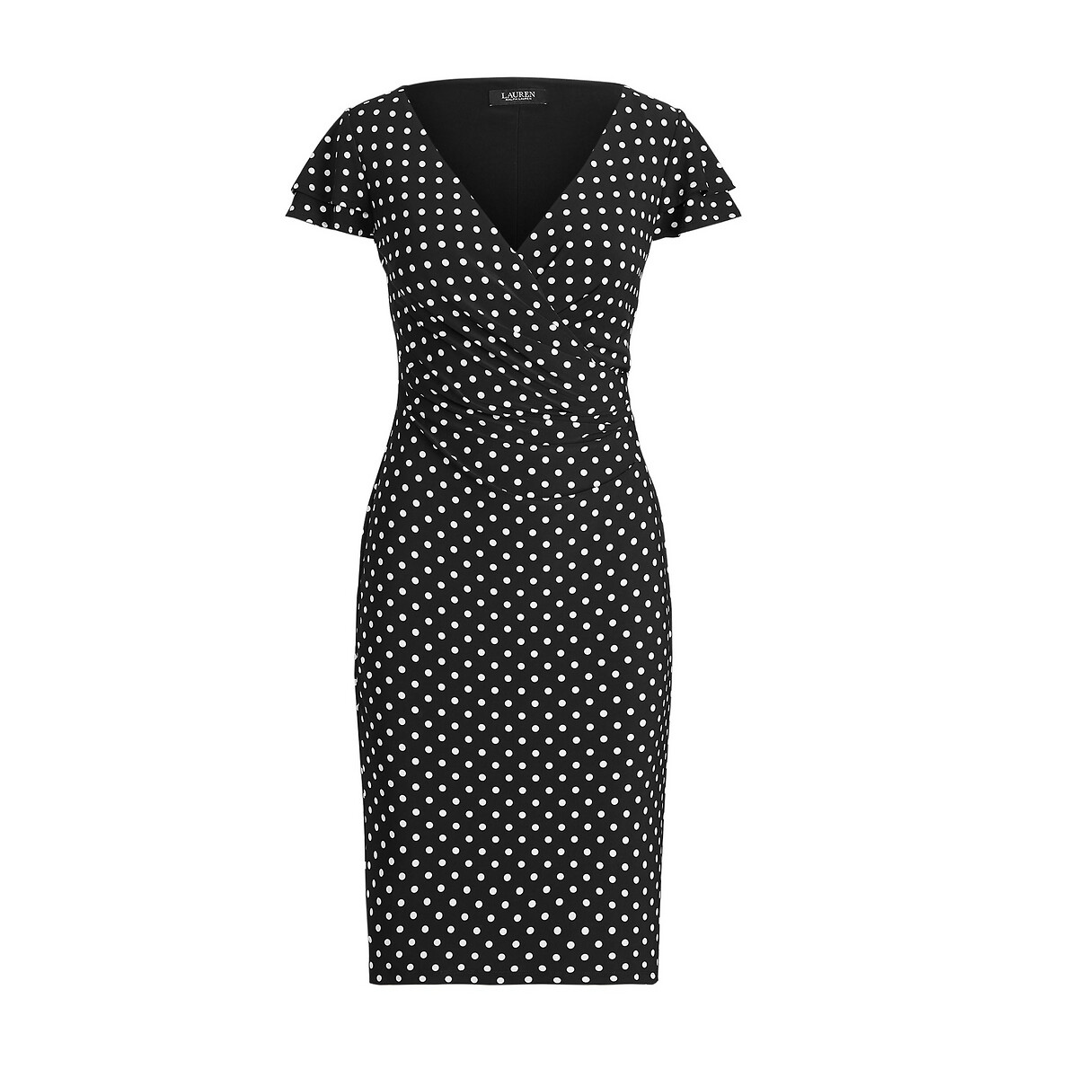 Платье LaRedoute В горошек с короткими рукавами 42 (FR) - 48 (RUS) черный, размер 42 (FR) - 48 (RUS) В горошек с короткими рукавами 42 (FR) - 48 (RUS) черный - фото 4