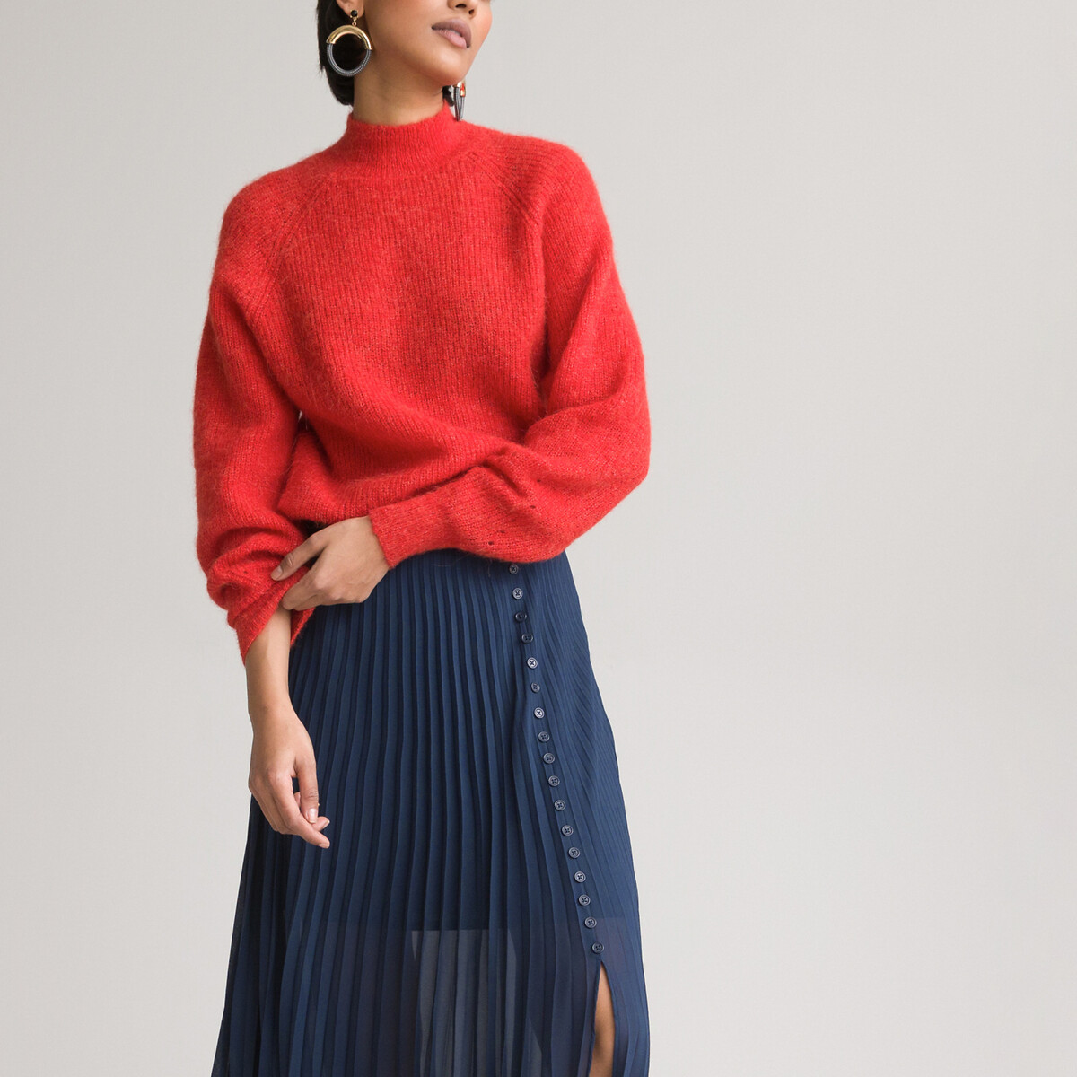 Пуловер LA REDOUTE COLLECTIONS С воротником-стойкой S красный, размер S - фото 3