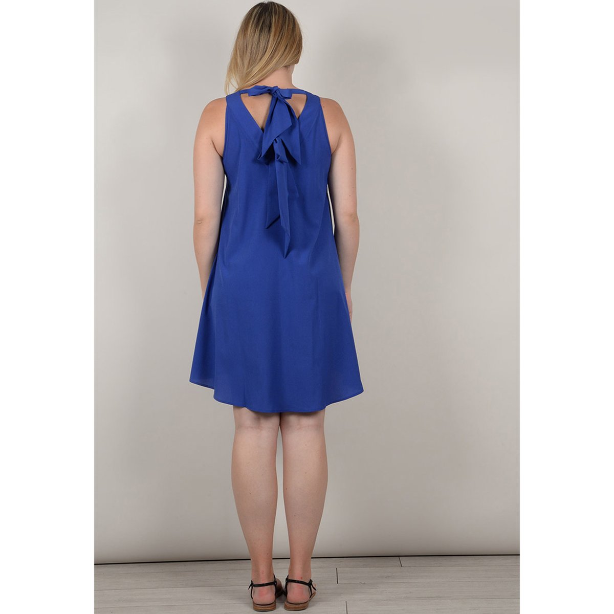 Платье La Redoute Расклешенное короткое с длинными рукавами 46 (FR) - 52 (RUS) синий, размер 46 (FR) - 52 (RUS) Расклешенное короткое с длинными рукавами 46 (FR) - 52 (RUS) синий - фото 2