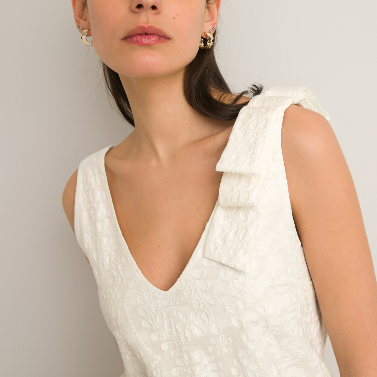 Платье LA REDOUTE COLLECTIONS Для невесты без рукавов с V-образным вырезом 42 белый, размер 42 - фото 1