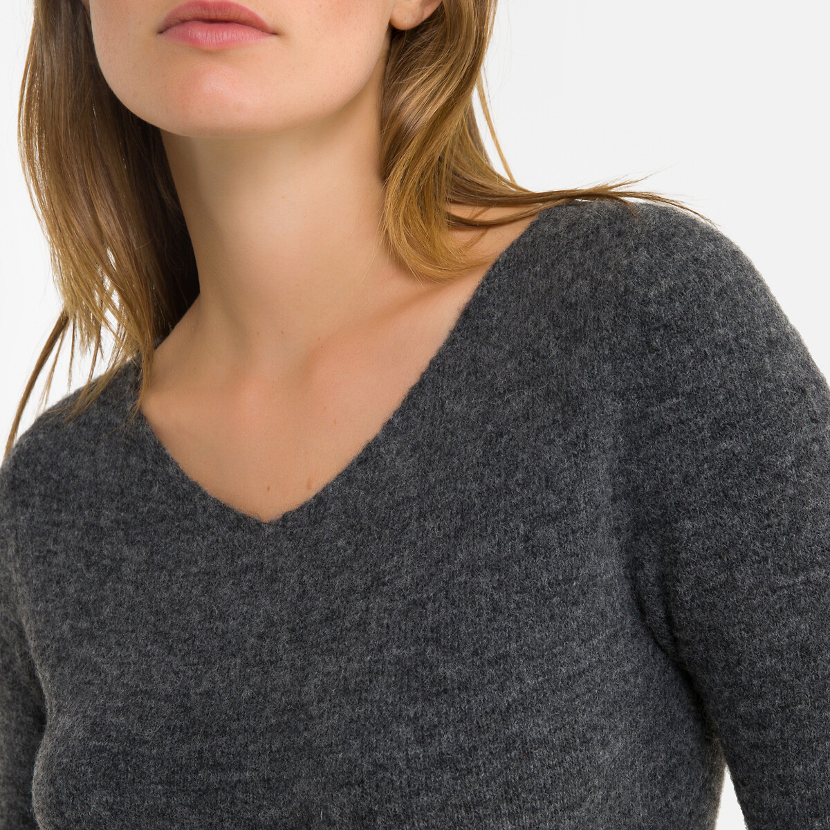 Пуловер LaRedoute С круглым вырезом из тонкого трикотажа TIDSBURG M серый, размер M - фото 3