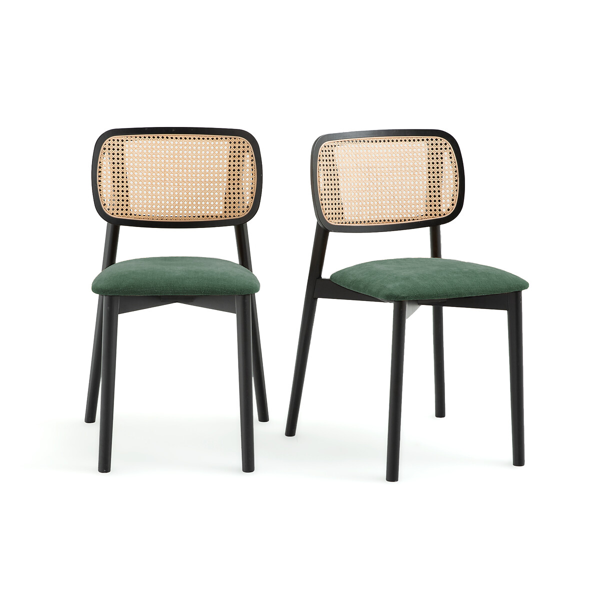 Комплект из 2 стульев из бука и плетения Rivio единый размер зеленый