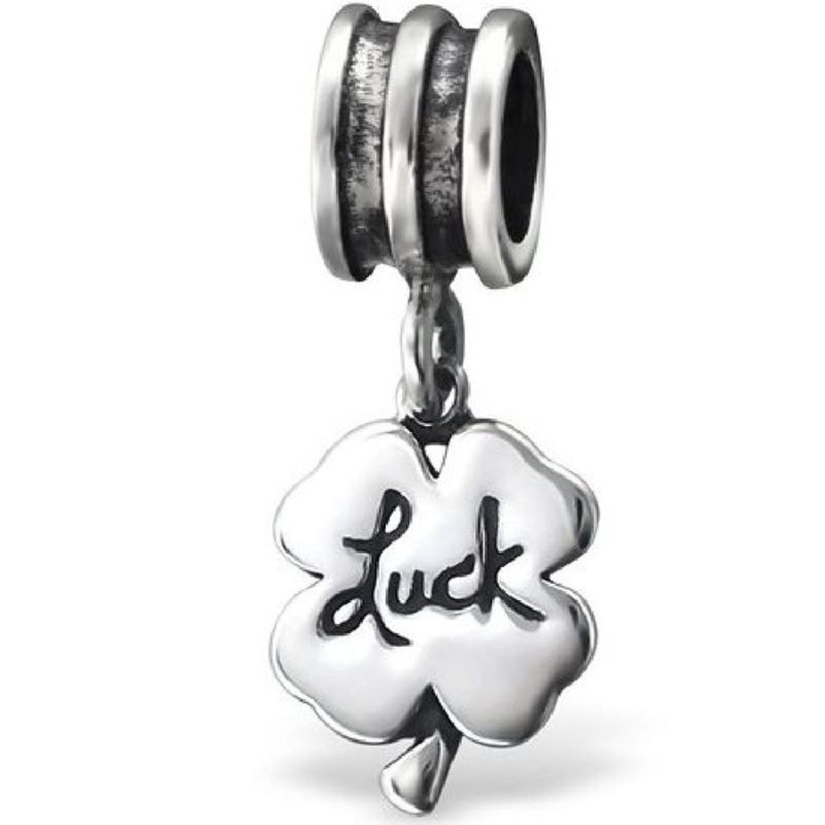 Charm Perle Pampille Trèfle 4 Feuilles Porte Bonheur Luck Chance Argent 925 - Compatible Pandora, Trollbeads, Chamilia, Biagi