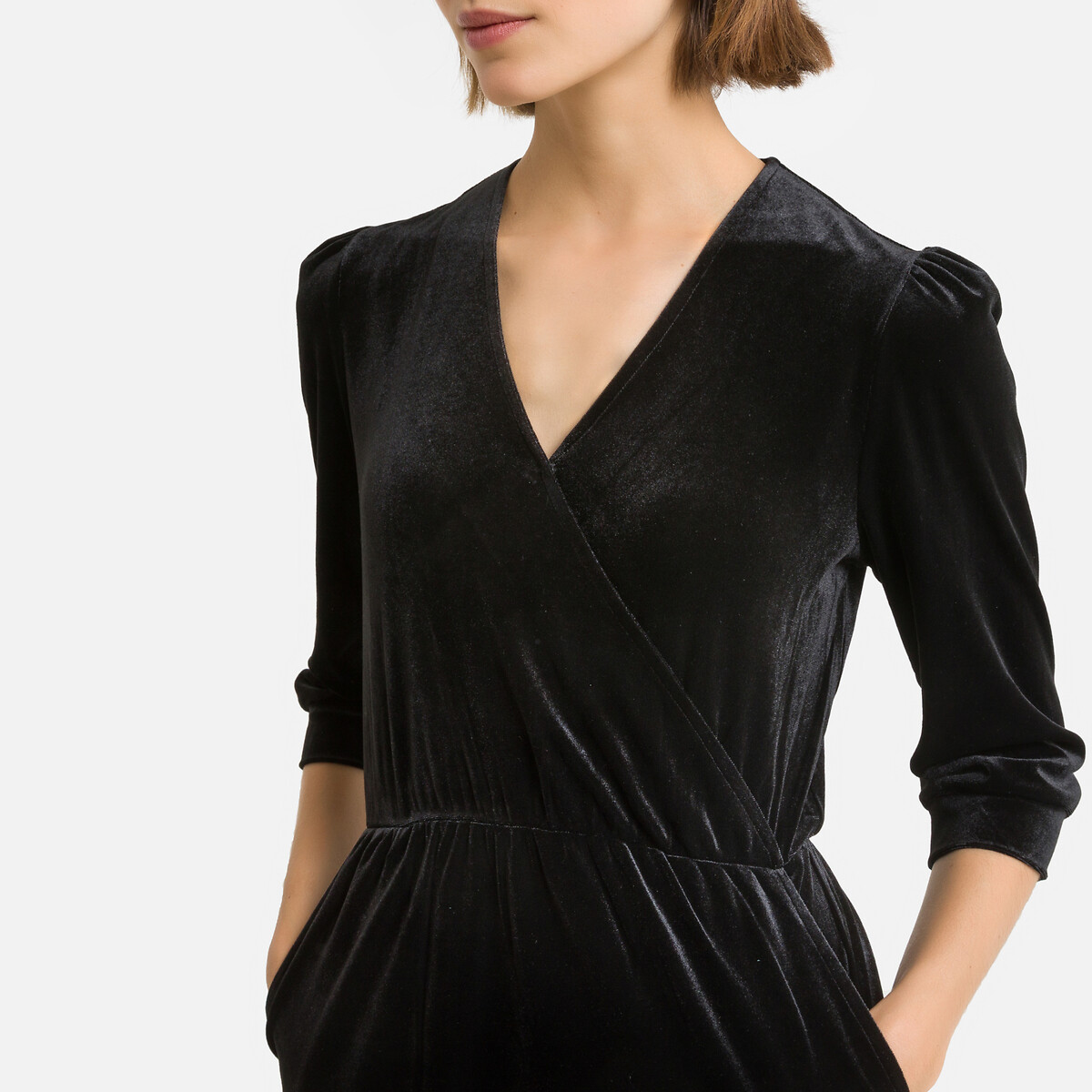 Платье ANNE WEYBURN Прямое средней длины с длинными рукавами из велюра 46 черный, размер 46 - фото 3