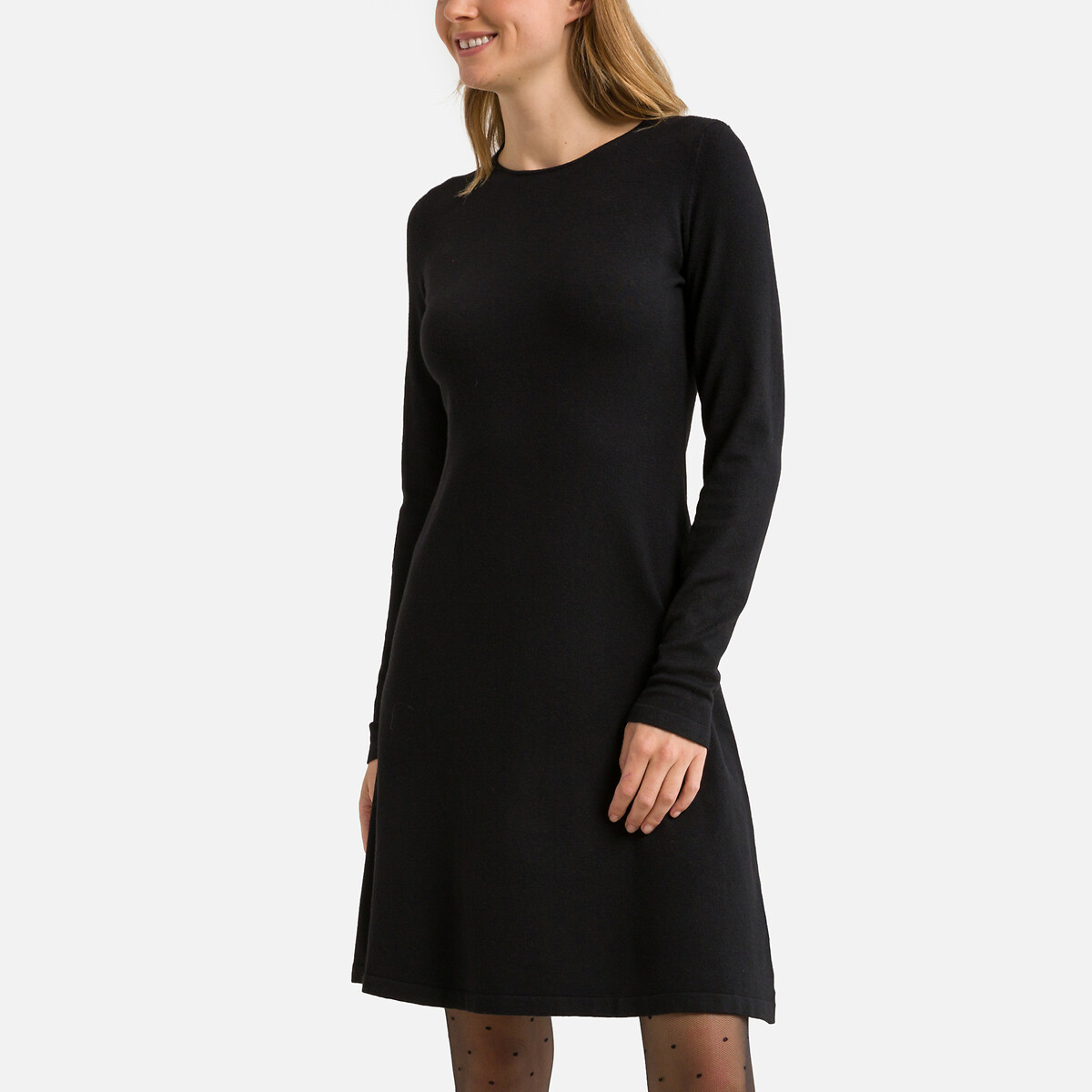 Платье прямое круглый вырез  XS черный LaRedoute, размер XS - фото 1