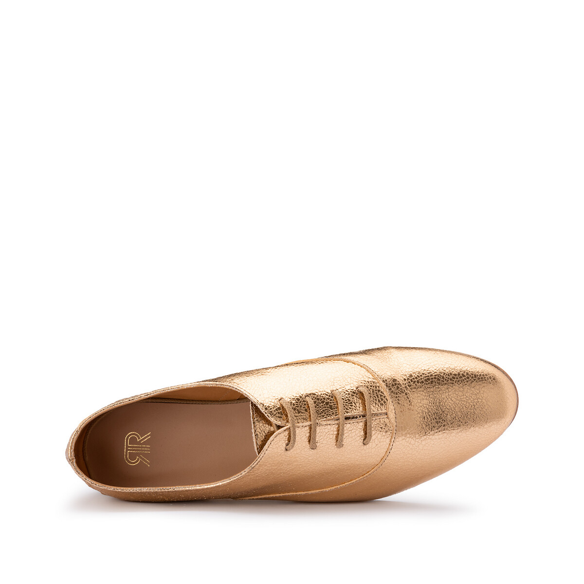 Ботинки-дерби LaRedoute Кожаные 37 золотистый, размер 37 - фото 4