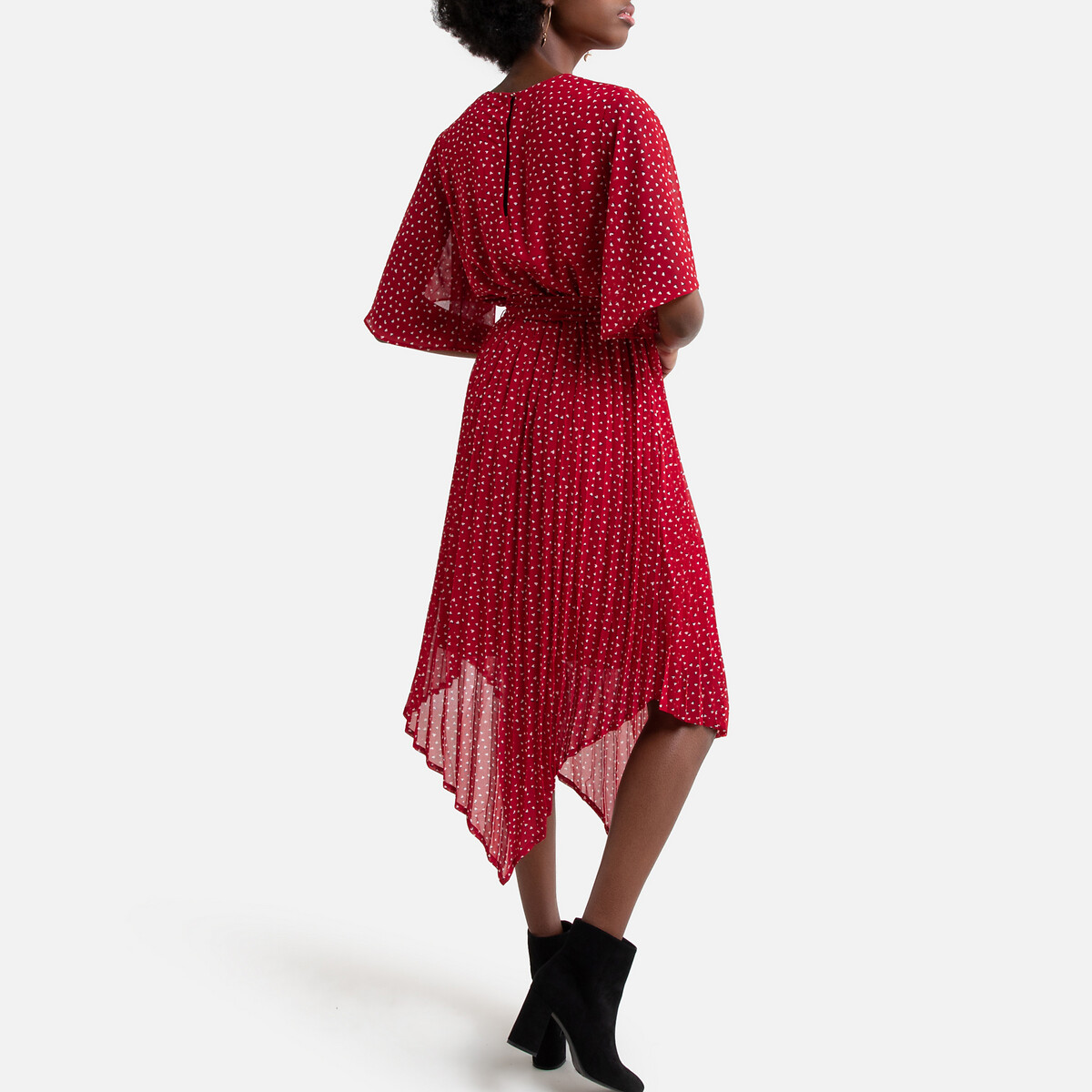 Платье La Redoute Короткое асимметричное принт сердечки XS красный, размер XS - фото 3