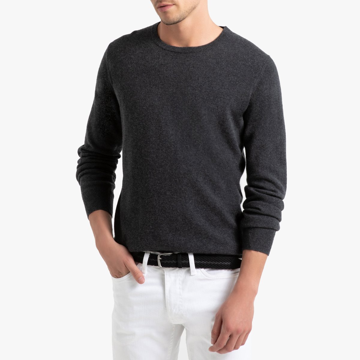 Пуловер La Redoute С круглым вырезом 100 кашемира M серый, размер M