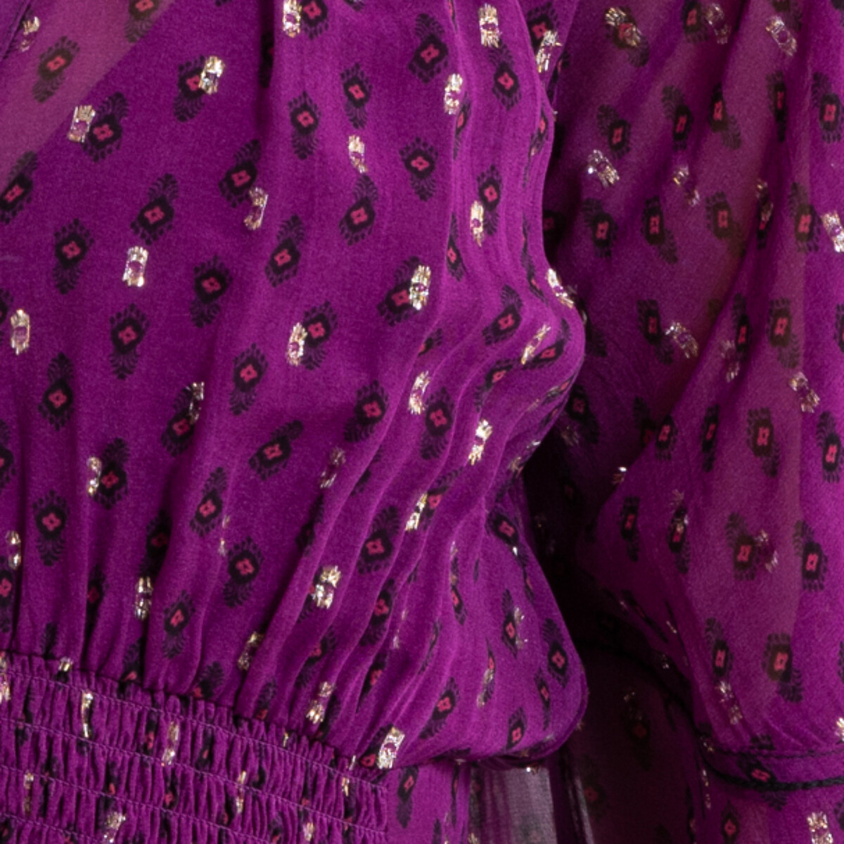 Платье LaRedoute С рисунком оборками и асимметричным низом CYANA 1(S) фиолетовый, размер 1(S) С рисунком оборками и асимметричным низом CYANA 1(S) фиолетовый - фото 4