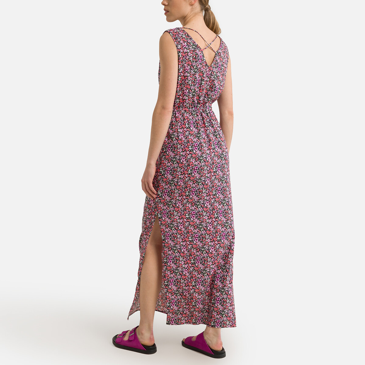 Платье Длинное с принтом и завязками S разноцветный LaRedoute, размер S - фото 4