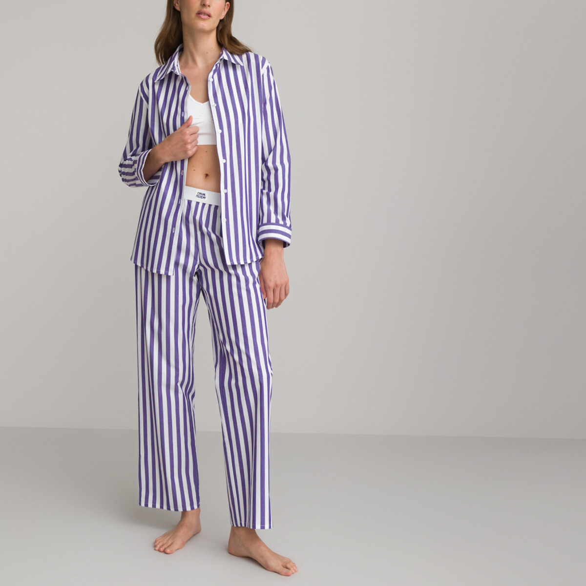 Пижама в полоску Signature из хлопкового поплина 44 (FR) - 50 (RUS) фиолетовый