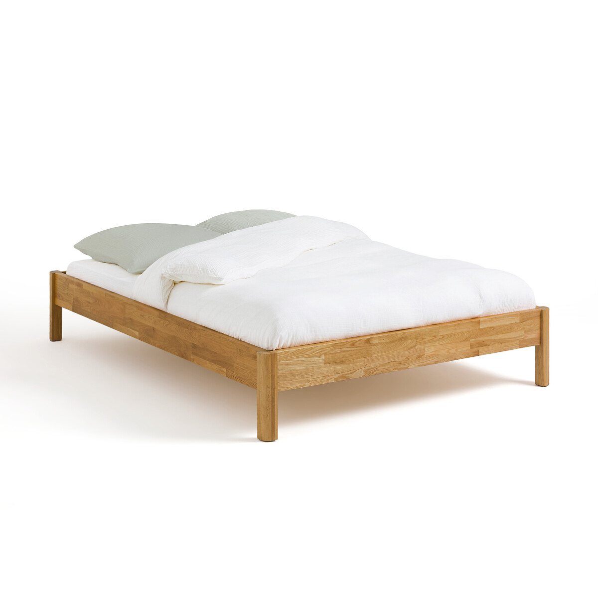Кровать LaRedoute Кровать Из массива дуба с сеткой Zulda 160 x 200 см каштановый