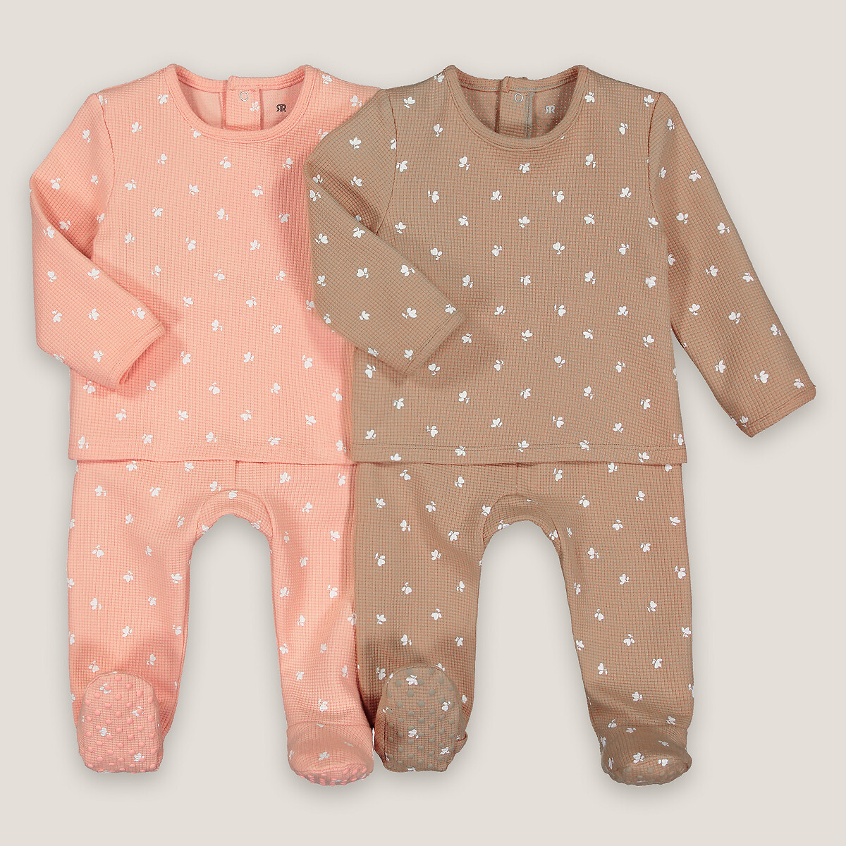 Комплект из двух пижам раздельных LA REDOUTE COLLECTIONS С носочками с вафельным переплетением 18 мес. - 81 см розовый, размер 18