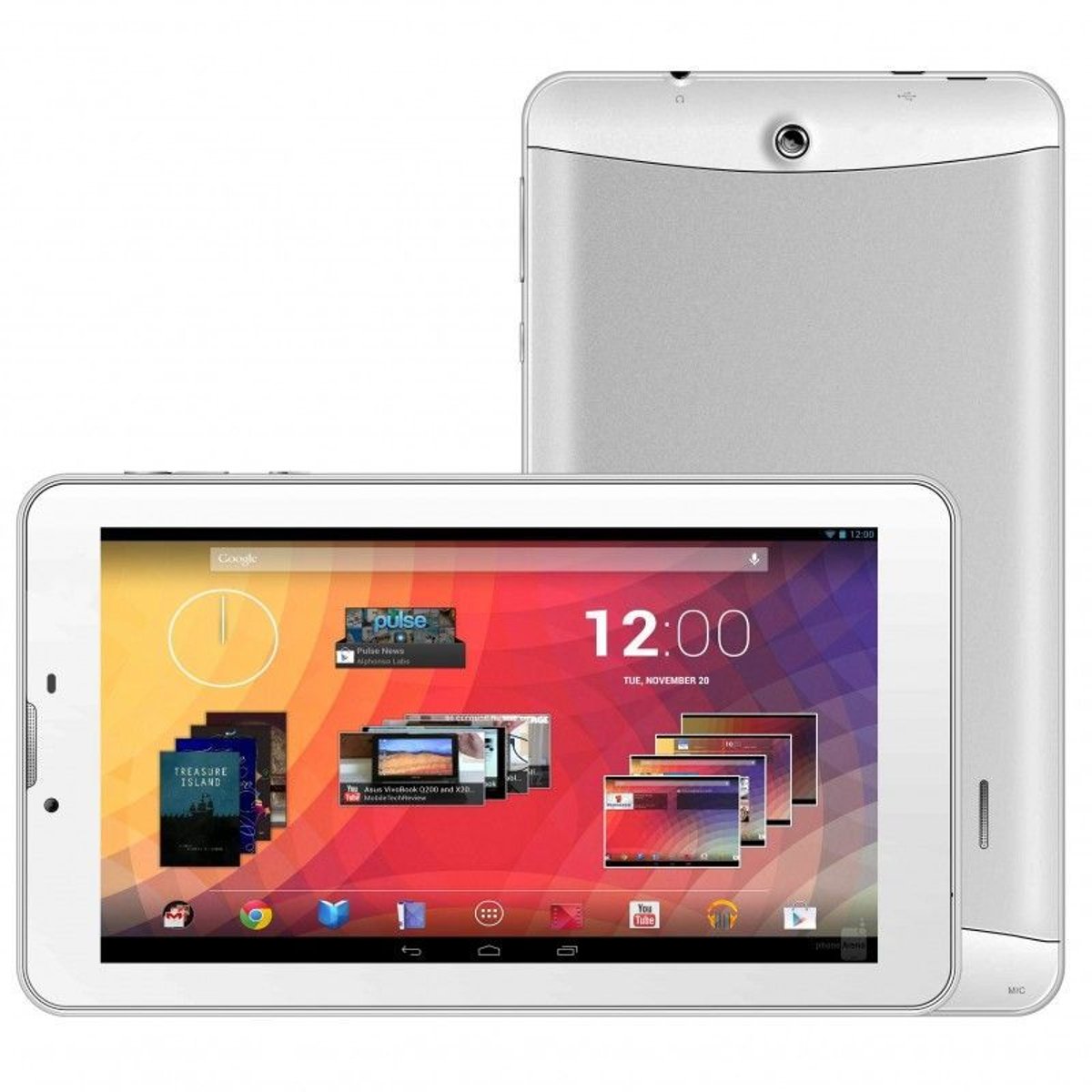Tablette 3G 7 pouces GPS OTG Android 4.4 Double SIM 20Go Blanc