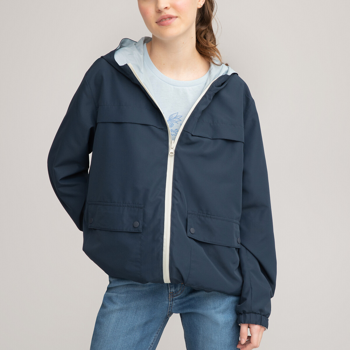 Куртка LA REDOUTE COLLECTIONS С капюшоном двухсторонняя 10-18 лет 18 лет - 168 см бежевый, размер 18 лет - 168 см