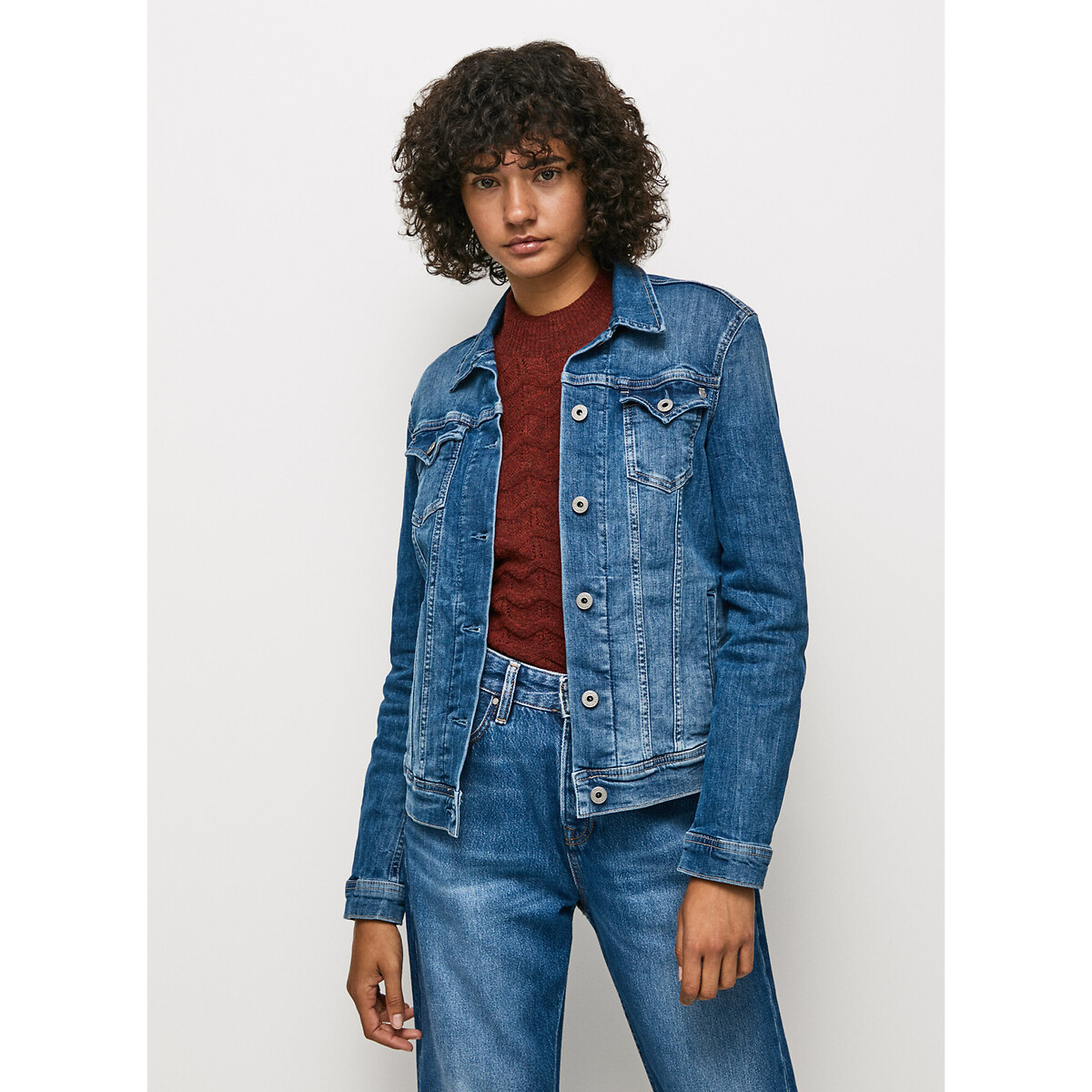Куртка прямого покроя из джинсовой ткани M синий куртка из джинсовой ткани средней длины xl синий
