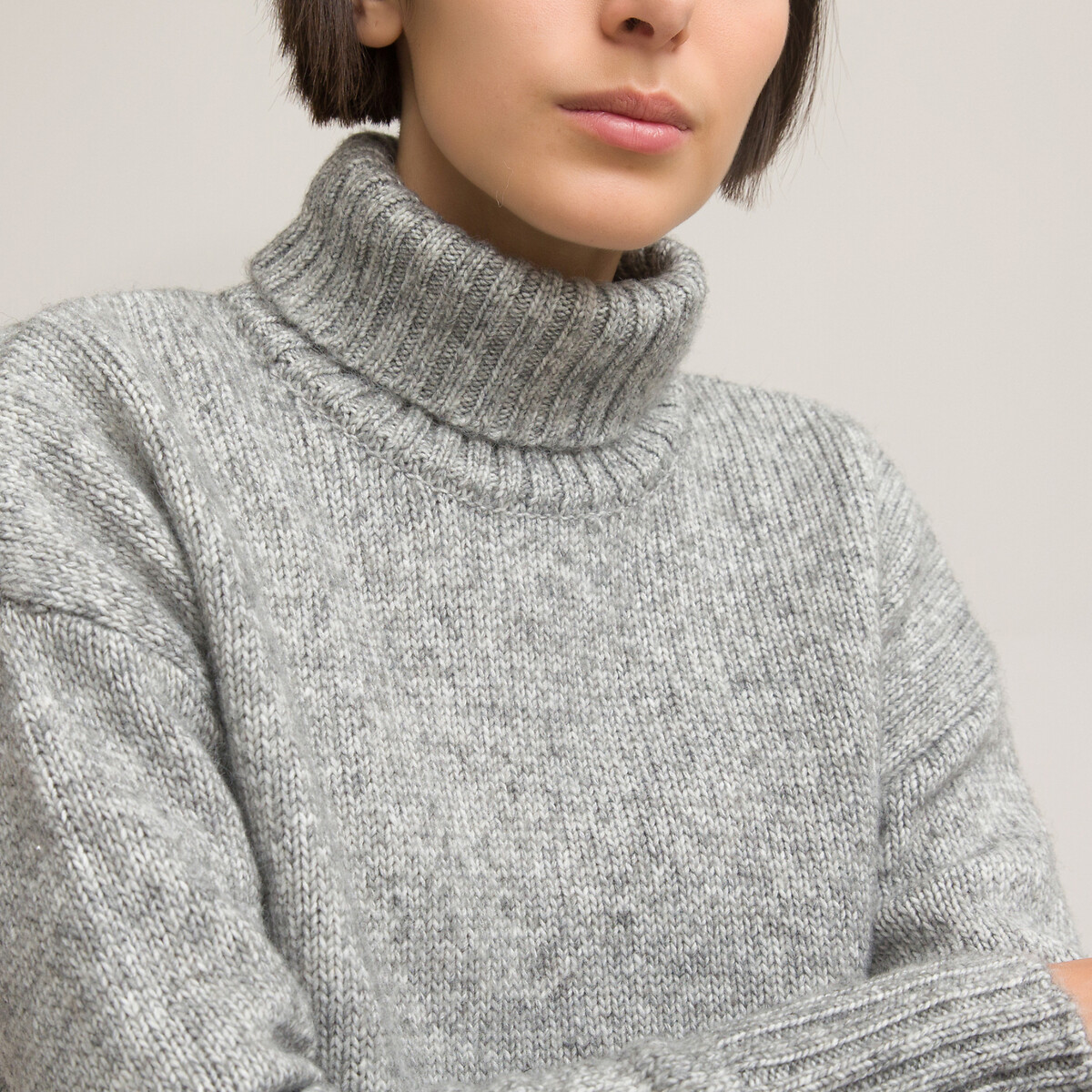 Пуловер LaRedoute С отворачивающимся воротником M серый, размер M - фото 3