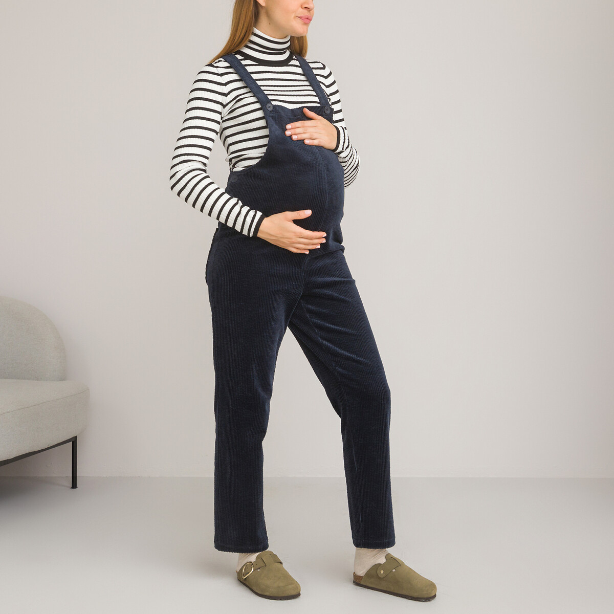 Комбинезон для периода беременности из вельвета 46 (FR) - 52 (RUS) синий рубашка для периода беременности в клетку 46 fr 52 rus другие