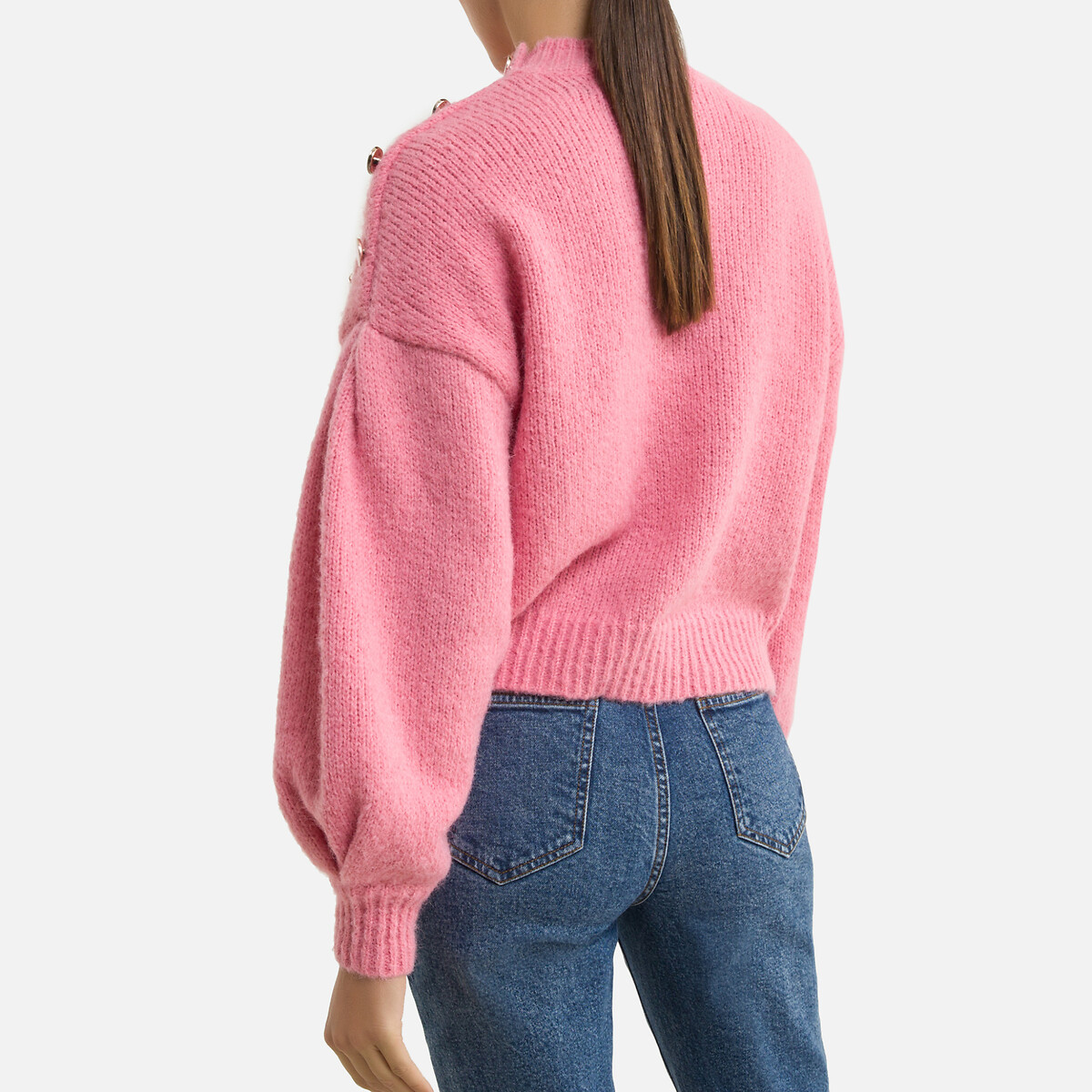 Пуловер LaRedoute С воротником-стойкой из плотного трикотажа переработанный полиэстер M розовый, размер M - фото 4