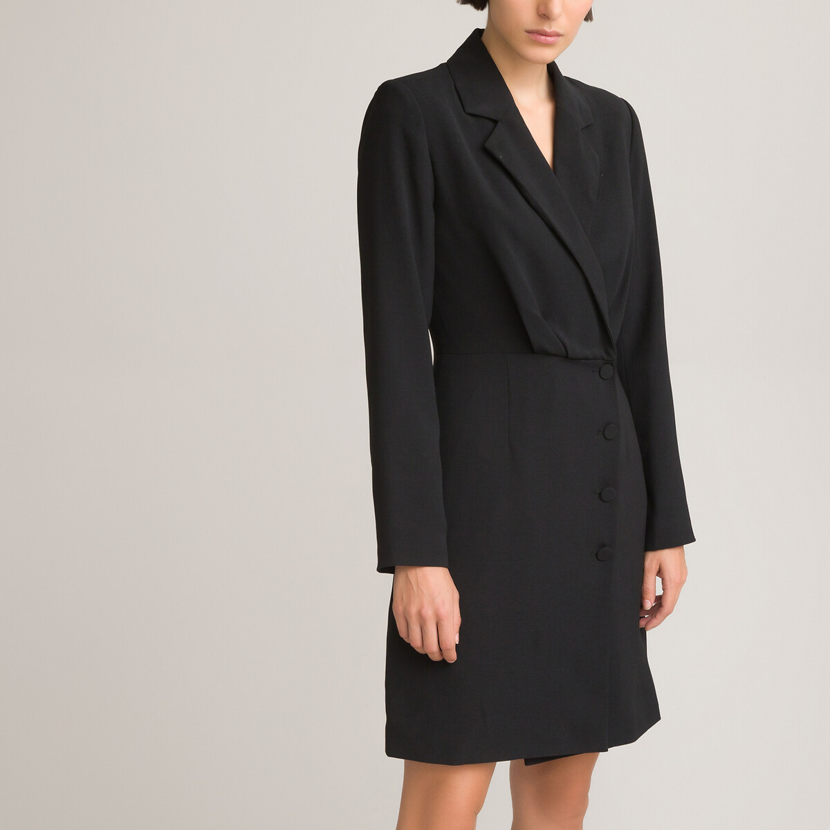 Платье LaRedoute С запахом с длинными рукавами 54 черный, размер 54 - фото 1