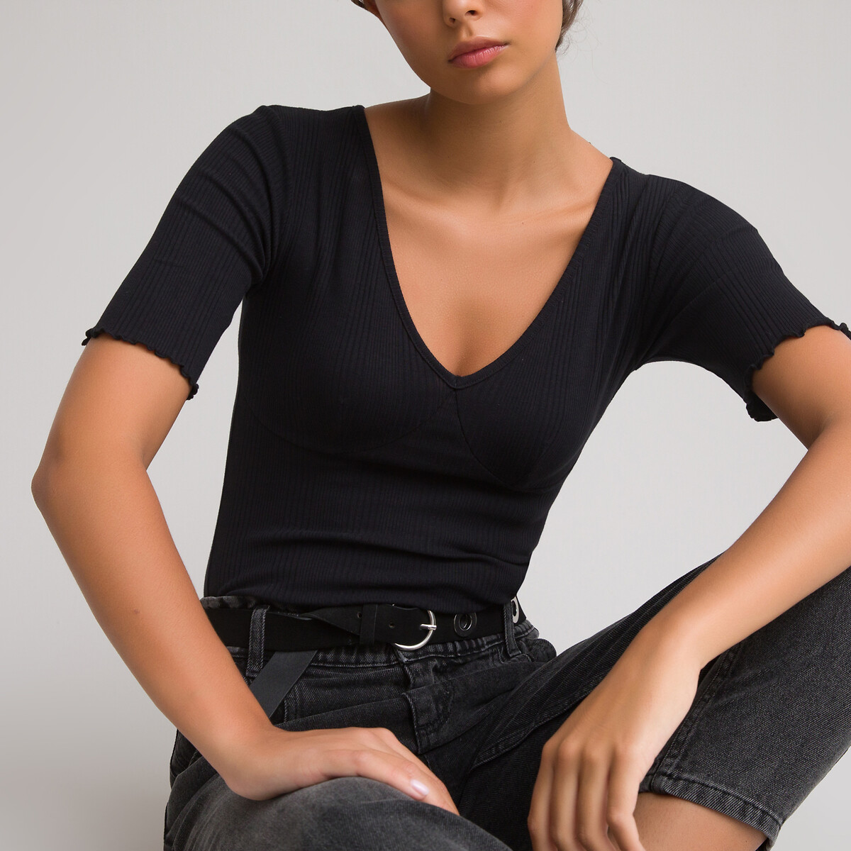 

Боди LA REDOUTE COLLECTIONS, Черный, С V-образным вырезом короткие рукава 34 (FR) - 40 (RUS) черный
