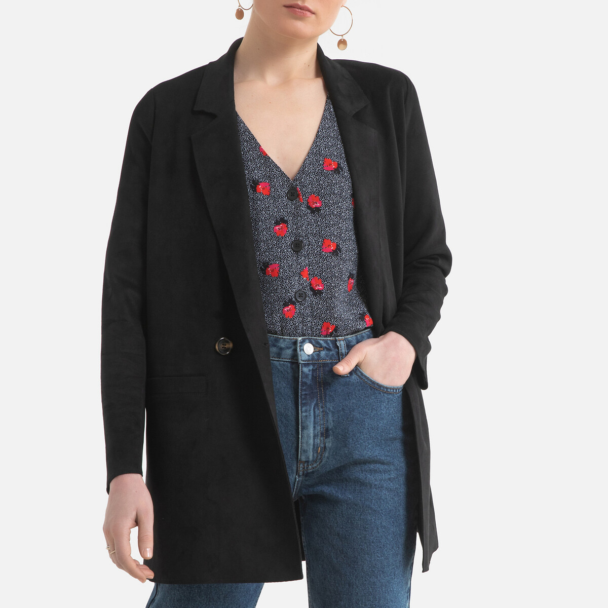 

Жакет VERO MODA, Черный, Удлиненный на пуговицах замшевый эффект XL черный
