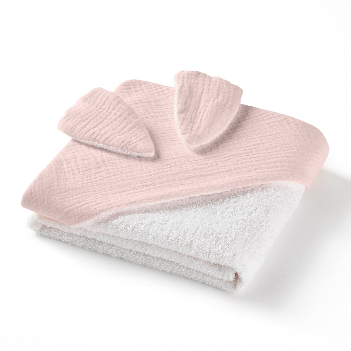 Накидка La Redoute Для ванной из хлопчатобумажной газовой ткани для новорожденного Kumla 70 x 70 см розовый, размер 70 x 70 см - фото 2
